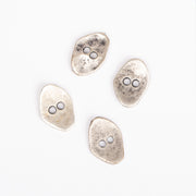 SET OF 5 PIECES, Asymmetric buttons, silver colored buttons, Size: 20mm