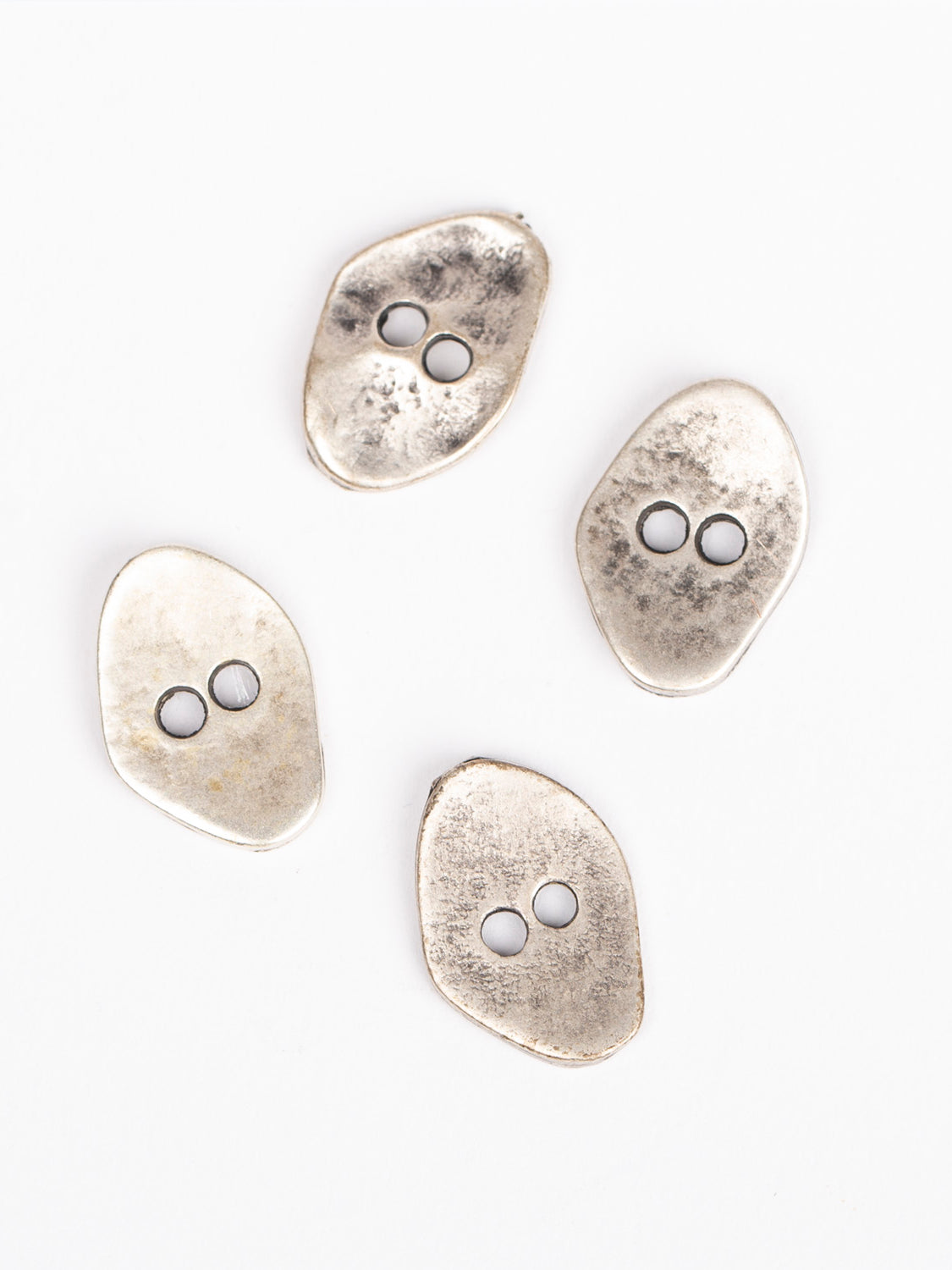 SET OF 5 PIECES, Asymmetric buttons, silver colored buttons, Size: 20mm